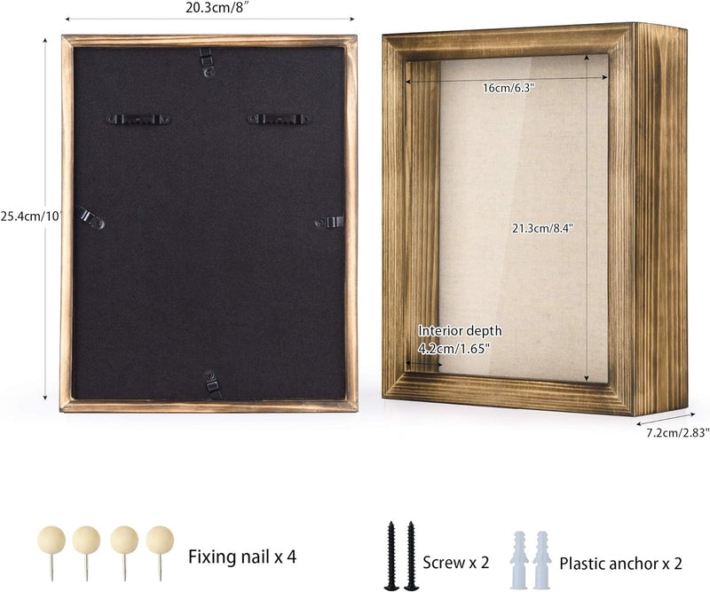 Love-KANKEI Shadow Box Frame 8x10 Shadow Box Display Case with Solid Wood Frame and Removable Glass Window Memory Box for Memorabilia Photos Awards Medals