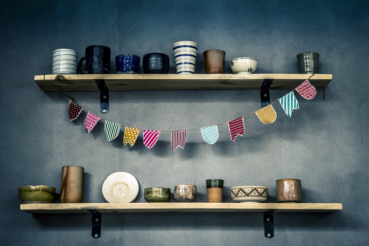 Organize Small Home with Wall Wooden Floating Shelves