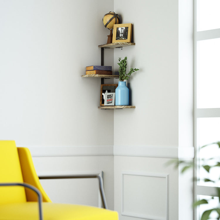 Love-KANKEI Corner Shelf Set of 3 Carbonized Black
