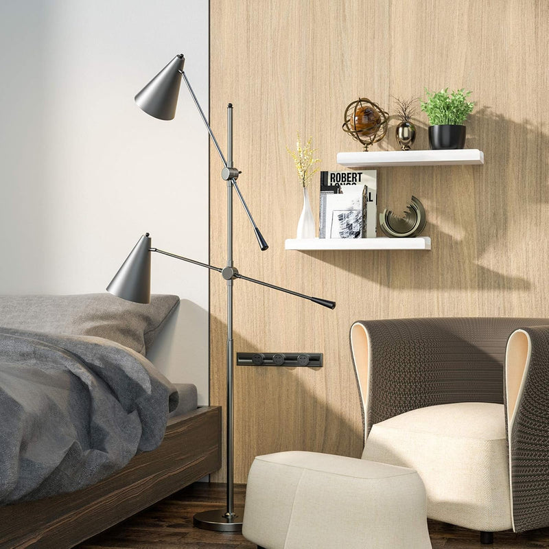 Love-KANKEI Floating Shelves Wall Mounted Set of 2, 17 Inch Rustic Wood Wall Shelves for Storage, Bedroom Living Room Bathroom Kitchen Office and More White