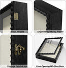 Love-KANKEI 8x10 Deep Shadow Box Frame, Front-Opening Glass Door with Unique Wood Beads, Large Memory Display Case for Collections, Pictures,Keepsakes Medals Tickets, Tabletop Wall Mount- Black