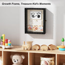 Love-KANKEI 8x10 Deep Shadow Box Frame, Front-Opening Glass Door with Unique Wood Beads, Large Memory Display Case for Collections, Pictures,Keepsakes Medals Tickets, Tabletop Wall Mount- Black
