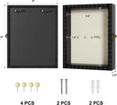 Love-KANKEI 8x10 Deep Shadow Box Frame, Front-Opening Glass Door with Unique Wood Beads, Large Memory Display Case for Collections, Pictures,Keepsakes Medals Tickets, Tabletop Wall Mount- Black
