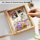 Love-KANKEI 8x10 Deep Shadow Box Frame, Front-Opening Glass Door with Unique Wood Beads, Large Memory Display Case for Collections, Pictures,Keepsakes Medals Tickets, Tabletop Wall Mount- Black