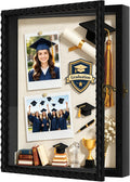 Love-KANKEI 11x14 Deep Shadow Box Frame, Front-Opening Glass Door with Unique Wood Beads, Large Memory Display Case for Collections, Pictures,Keepsakes Medals Tickets, Tabletop Wall Mount- Natural