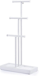 Love-KANKEI Jewelry Tree Stand White Metal and Wood Base Large Storage Jewelry Organizer for Necklaces Bracelets Earrings Holder Jewelry Display White and Carbonized Black