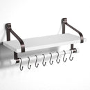 Love-KANKEI Floating Shelf Wall Shelf for Storage Rustic Wood Kitchen Spice Rack with Towel Bar and 8 Removable Hooks for Organize Cooking Utensils or Mugs Carbonized Black