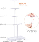 Love-KANKEI Jewelry Tree Stand White Metal and Wood Base Large Storage Jewelry Organizer for Necklaces Bracelets Earrings Holder Jewelry Display White and Carbonized Black