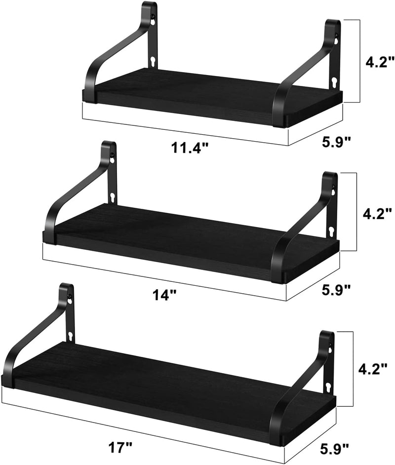 Love-KANKEI Floating Shelves Wall Mounted Set of 3