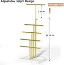 Love-KANKEI Jewelry Organizer Stand,5 Tier Large Necklace Holder with Metal and Wood Base,Jewelry holder stand Tree for Display,Bracelets Earrings Rings,Height Adjustable White and Gold