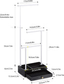 Love-KANKEI Necklace Holder Jewelry Tree Stand Adjustable Height with Large Storage for Necklaces Bracelets Earring Rings Drawer Jewelry Organizer Jewelry Display White and White