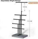 Love-KANKEI Jewelry Organizer Stand,5 Tier Large Necklace Holder with Metal and Wood Base,Jewelry holder stand Tree for Display,Bracelets Earrings Rings,Height Adjustable White and Gold