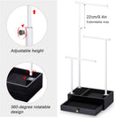 Love-KANKEI Necklace Holder Jewelry Tree Stand Adjustable Height with Large Storage for Necklaces Bracelets Earring Rings Drawer Jewelry Organizer Jewelry Display White and White