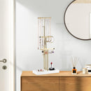 Love-KANKEI Jewelry Tree Stand White Metal and Wood Base Large Storage Jewelry Organizer for Necklaces Bracelets Earrings Holder Jewelry Display White and Carbonized Black