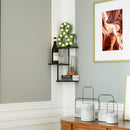 Love-KANKEI Corner Shelf Wall Mount of 3 Tier Rustic Wood Floating Shelves for Bedroom Living Room Bathroom Kitchen Office and More Carbonized Black