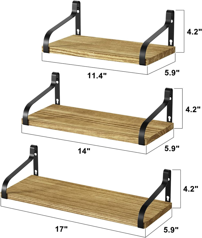 Love-KANKEI Floating Shelves Wall Mounted Set of 3