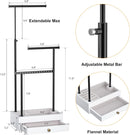 Love-KANKEI Necklace Holder Jewelry Tree Stand Adjustable Height with Large Storage for Necklaces Bracelets Earring Rings Drawer Jewelry Organizer Jewelry Display White and White