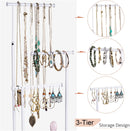 Love-KANKEI Necklace Holder Jewelry Tree Stand Adjustable Height with Large Storage for Necklaces Bracelets Earring Rings Drawer Jewelry Organizer Jewelry Display White and White