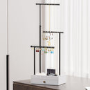 Love-KANKEI Necklace Holder Jewelry Tree Stand Adjustable Height with Large Storage for Necklaces Bracelets Earring Rings Drawer Jewelry Organizer Jewelry Display White and White