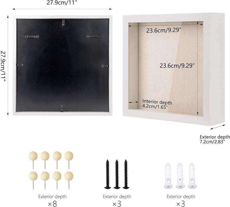 Love-KANKEI Shadow Box Frame 8x10 Shadow Box Display Case with Solid Wood Frame and Removable Glass Window Memory Box for Memorabilia Photos Awards Medals White