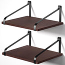 Love-KANKEI Floating Shelves Wall Mount Rustic Wood Wall Shelves with Large Storage L16.5 x W12 inch for Kitchen Living Room Bathroom Bedroom Set of 2 Carbonized Black
