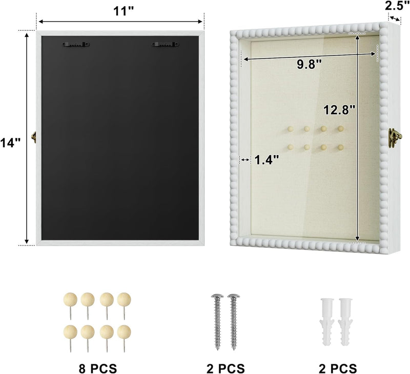 Love-KANKEI Shadow Box Frame 8x10,Wood Deep Shadow Box Display Case with Unique Beads Door and Glass Window, Memory Box for Pictures,Medals,Memorabilia,Collections Natural