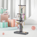 Love-KANKEI Jewelry Tree Stand White Metal and Wood Base Large Storage Jewelry Organizer for Necklaces Bracelets Earrings Holder Jewelry Display White and Carbonized Black