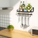 Love-KANKEI Pot Rack Wall Mounted Pan Pot Organizer Wall Shelf with Towel Bar and 8 Hooks for Kitchen Cookware Utensils Organization