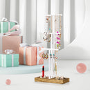 Love-KANKEI Jewelry Tree Stand White Metal and Wood Base Large Storage Jewelry Organizer for Necklaces Bracelets Earrings Holder Jewelry Display White and Carbonized Black