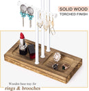 Love-KANKEI Jewelry Tree Stand White Metal and Wood Base Large Storage Jewelry Organizer for Necklaces Bracelets Earrings Holder Jewelry Display White and Carbonized Black