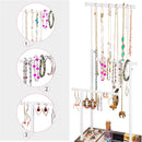 Love-KANKEI Necklace Holder Jewelry Tree Stand Adjustable Height with Large Storage for Necklaces Bracelets Earring Rings Drawer Jewelry Organizer Jewelry Display White and White