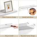 Love-KANKEI White Long Floating Shelves for Wall 24 Inch Set of 4, Rustic Wall Shelves with Lip,Wood Hanging Shelves for Bedroom Bathroom Living Room Kitchen Nursery Display