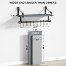 Love-KANKEI Floating Shelf Wall Shelf for Storage Rustic Wood Kitchen Spice Rack with Towel Bar and 8 Removable Hooks for Organize Cooking Utensils or Mugs Carbonized Black