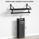 Love-KANKEI Floating Shelf Wall Shelf for Storage Rustic Wood Kitchen Spice Rack with Towel Bar and 8 Removable Hooks for Organize Cooking Utensils or Mugs Carbonized Black