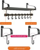 Love-KANKEI Pot Rack Wall Mounted Pan Pot Organizer Wall Shelf with Towel Bar and 8 Hooks for Kitchen Cookware Utensils Organization