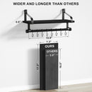 Love-KANKEI Floating Shelf Wall Shelf for Storage Rustic Wood Kitchen Spice Rack with Towel Bar and 8 Removable Hooks for Organize Cooking Utensils or Mugs Carbonized Black