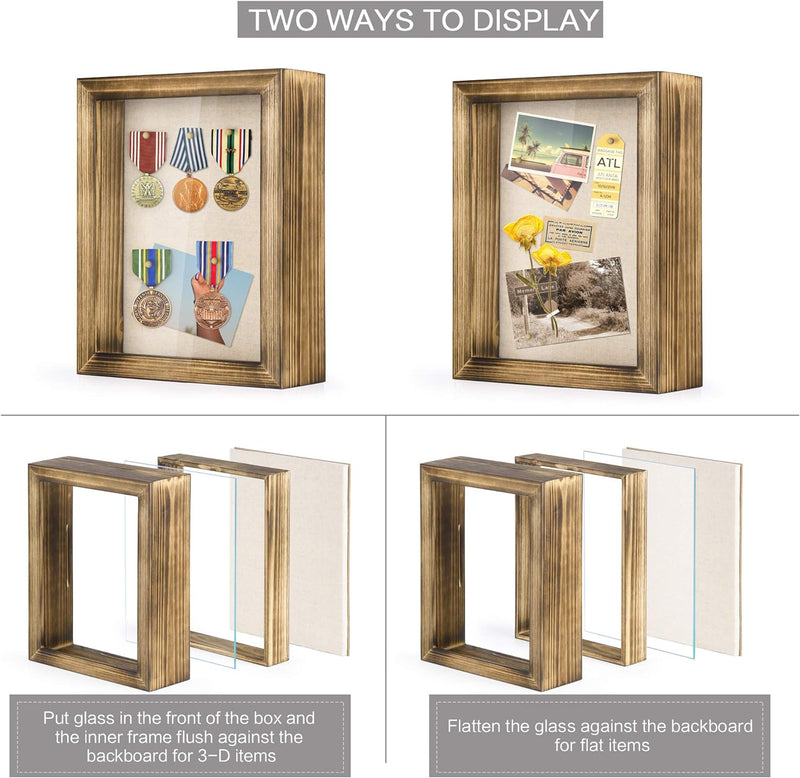 Love-KANKEI Shadow Box Frame 8x10 Shadow Box Display Case with Solid Wood Frame and Removable Glass Window Memory Box for Memorabilia Photos Awards Medals