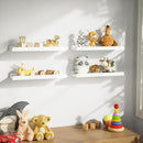 Love-KANKEI White Long Floating Shelves for Wall 24 Inch Set of 4, Rustic Wall Shelves with Lip,Wood Hanging Shelves for Bedroom Bathroom Living Room Kitchen Nursery Display