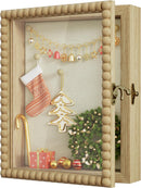 Love-KANKEI Shadow Box Frame 8x10,Wood Deep Shadow Box Display Case with Unique Beads Door and Glass Window, Memory Box for Pictures,Medals,Memorabilia,Collections Natural