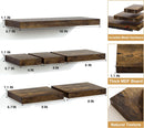 Love-KANKEI Floating Shelves Wall Mounted Set of 6, Wood Wall Shelves with Invisible Bracket,Rustic Hanging Shelves for Display,Bedroom Living Room Bathroom Kitchen Office Brown