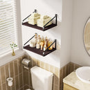 Love-KANKEI Floating Shelves Wall Mount Rustic Wood Wall Shelves with Large Storage L16.5 x W12 inch for Kitchen Living Room Bathroom Bedroom Set of 2 Carbonized Black