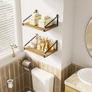 Love-KANKEI Floating Shelves Wall Mount Rustic Wood Wall Shelves with Large Storage L16.5 x W12 inch for Kitchen Living Room Bathroom Bedroom Set of 2 Carbonized Black