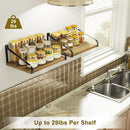 Love-KANKEI Floating Shelves Wall Mount Rustic Wood Wall Shelves with Large Storage L16.5 x W12 inch for Kitchen Living Room Bathroom Bedroom Set of 2 Carbonized Black