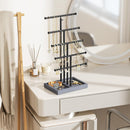 Love-KANKEI Jewelry Organizer Stand,5 Tier Large Necklace Holder with Metal and Wood Base,Jewelry holder stand Tree for Display,Bracelets Earrings Rings,Height Adjustable White and Gold