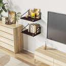 Love-KANKEI Floating Shelves Wall Mount Rustic Wood Wall Shelves with Large Storage L16.5 x W12 inch for Kitchen Living Room Bathroom Bedroom Set of 2 Carbonized Black