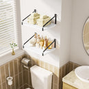 Love-KANKEI Floating Shelves Wall Mount Rustic Wood Wall Shelves with Large Storage L16.5 x W12 inch for Kitchen Living Room Bathroom Bedroom Set of 2 Carbonized Black