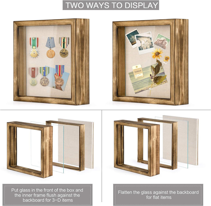 Love-KANKEI Shadow Box Frame 8x10 Shadow Box Display Case with Solid Wood Frame and Removable Glass Window Memory Box for Memorabilia Photos Awards Medals