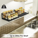 Love-KANKEI Floating Shelves Wall Mount Rustic Wood Wall Shelves with Large Storage L16.5 x W12 inch for Kitchen Living Room Bathroom Bedroom Set of 2 Carbonized Black