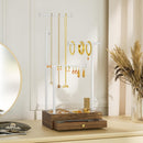 Love-KANKEI Necklace Holder Jewelry Tree Stand Adjustable Height with Large Storage for Necklaces Bracelets Earring Rings Drawer Jewelry Organizer Jewelry Display White and White