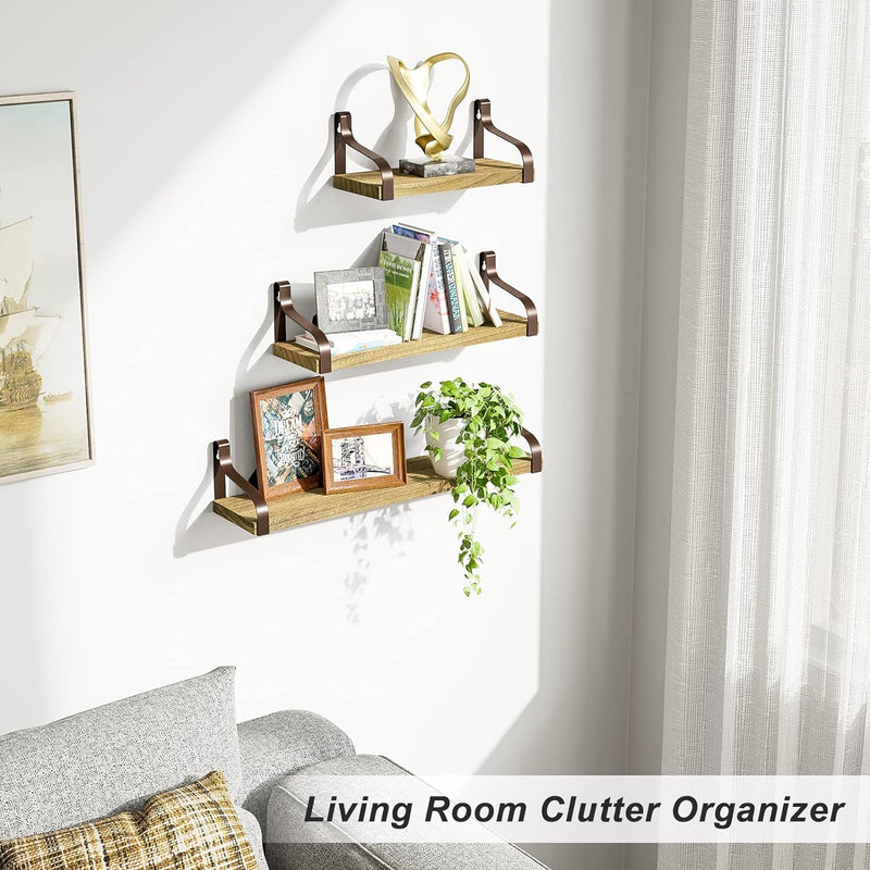 Love-KANKEI Floating Shelves Wall Mounted Set of 3